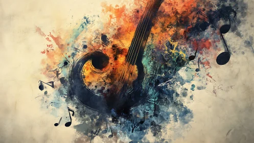 Chromatic acoustic guitar abstraction with kinetic notation field.