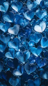 Blue ice hearts frozen in crystalline elegance and intimate detail