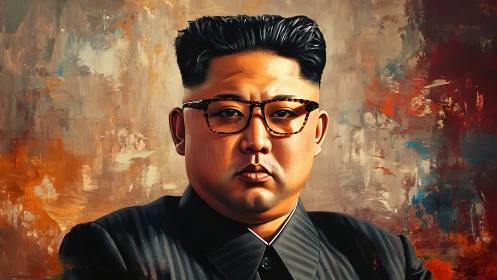 Stylized male portrait with tortoiseshell glasses, oil texture.