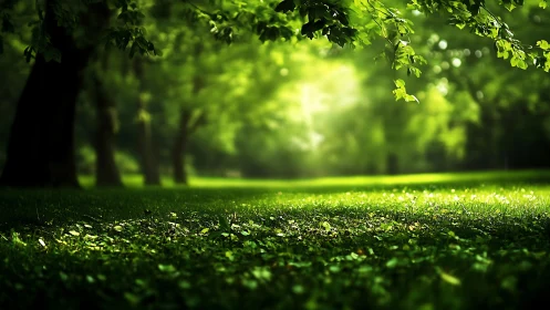 Sunlit green meadow inviting a quiet moment of calm.