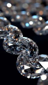 Crystal chain in stellar bokeh, a cascade of faceted fire.