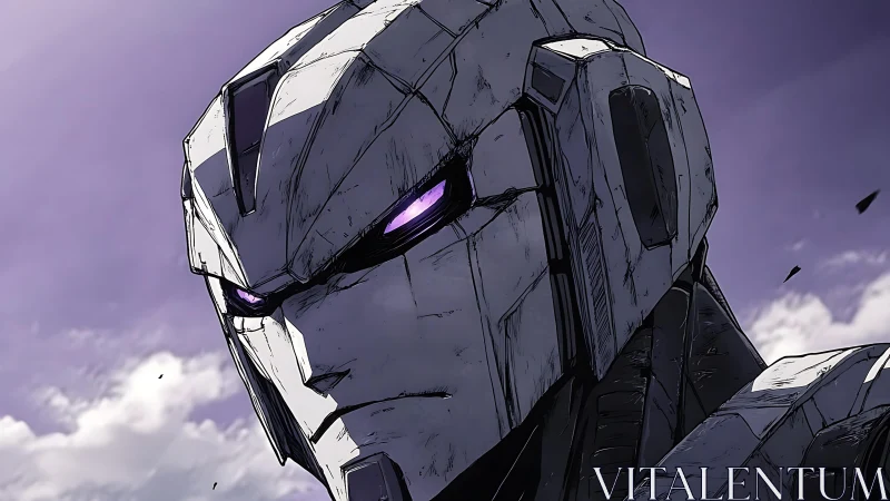 Anime cel-shaded mecha portrait with angular armored head design.