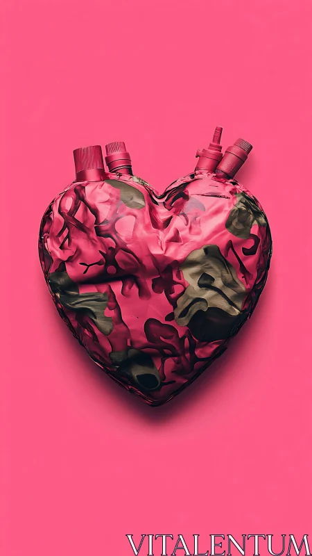 Heart-Shaped Anatomical Perfume Bottle with Camouflage Pattern Design
