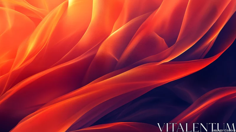 Layered orange and red digital waves on dark backdrop.