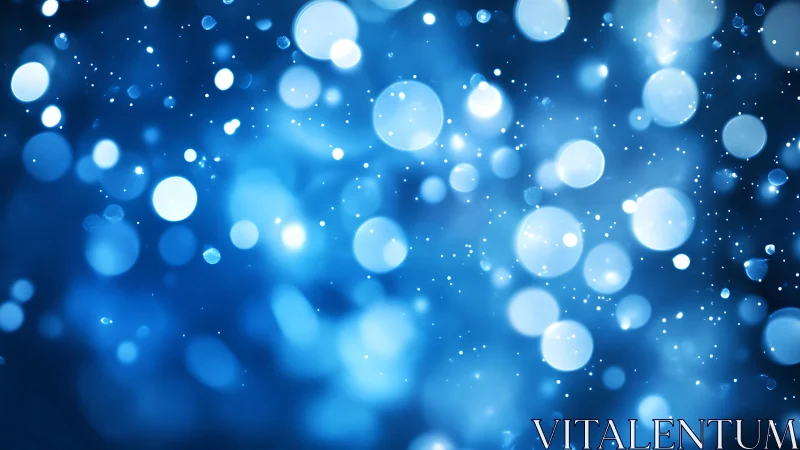 Abstract blue bokeh lights background, soft dreamy digital art.