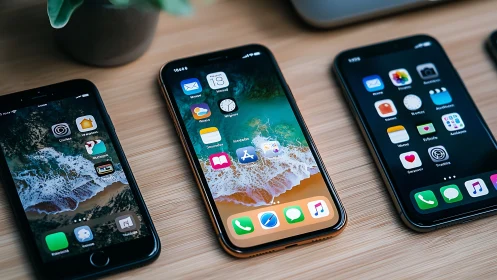 Cozy lineup of smartphones ready to organize everyday life.