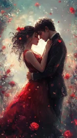 Two Hearts Dancing: Romance Blooms in Crimson Reverie.