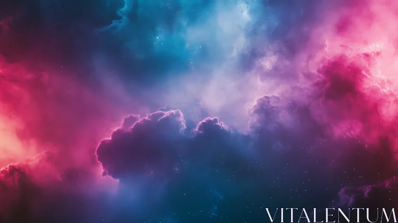 Bicolored nebula clouds merge across deep star field