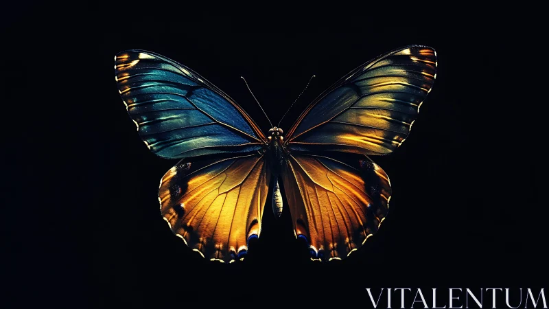 Luminous twilight butterfly glowing against the dark night.