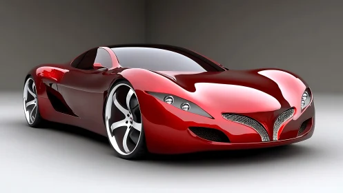 Red concept sports car with glossy finish and bold curves.