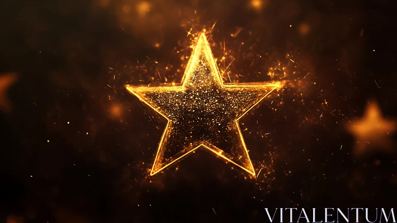 Luminescent five-point star with particulate glow dynamics.