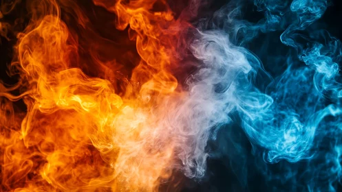 Chromatic Fire Collision: Opposing Elemental Forces.