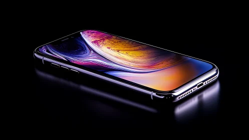 Premium Smartphone Display with Fluid Abstract Wallpaper.