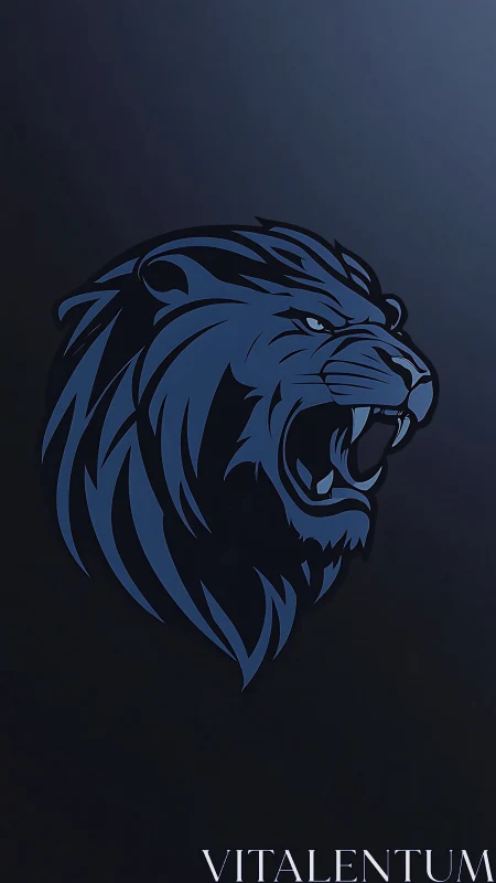 Midnight lion emblem carves silence with a neon-edged roar