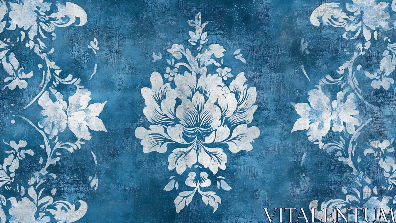 Gentle white florals resting on weathered blue backdrop.