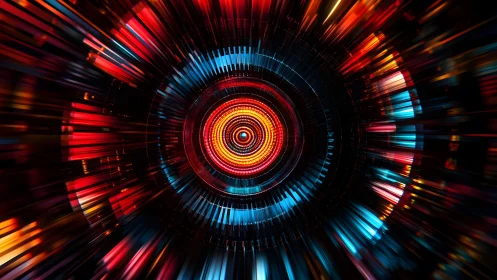 Vivid abstract tunnel with glowing concentric circles and dynamic energy.