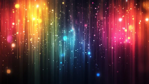 Chromatic light trails with luminous bokeh particle cascade.