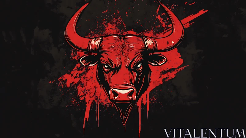 Red bull head illustration with bold splatter backdrop