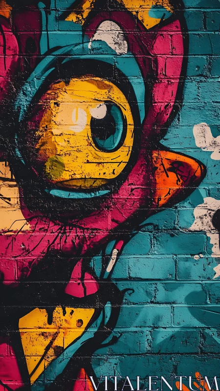 Vibrant Street Art Portrait With Bold Geometric Shapes