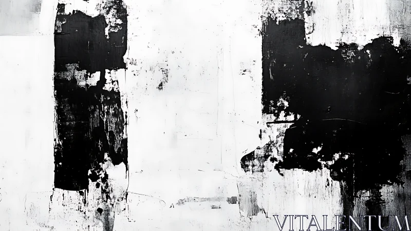 Monochrome abstract blocks with stark black paint fields.