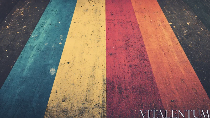 Weathered color bands quietly rehearse an urban sunrise