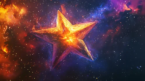 Blazing cosmic star drifts softly through a glowing galaxy