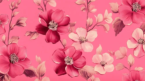 Pink Blooms Dance: Layered Florals in Radiant Harmony.