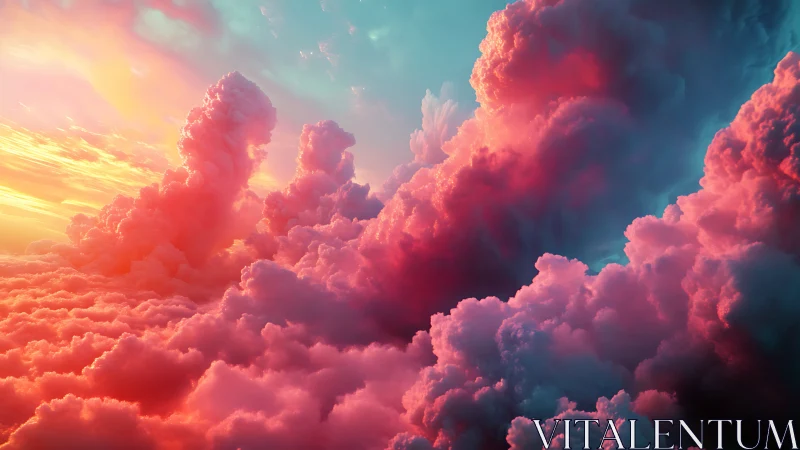 Digital painting of neon dusk cloudscape in cinematic depth.