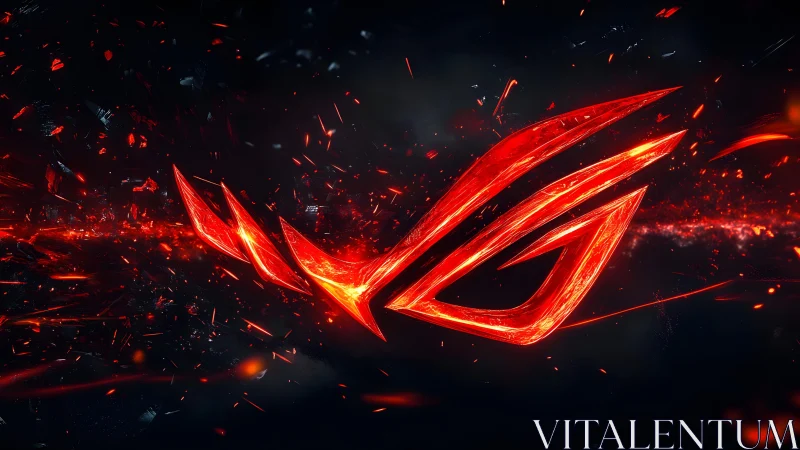 Futuristic Glowing Red Logo on Dark Background, Digital Art Style.
