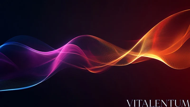 Digital painting of luminous gradient waveforms in motion.