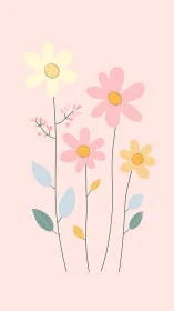 Minimalist Botanical Arrangement: Layered Florals in Soft Palette.