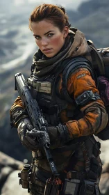 Battle hardened scout stands strong on a rugged mountain pass