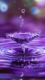 High-speed capture of purple liquid crown and secondary droplet dynamics.