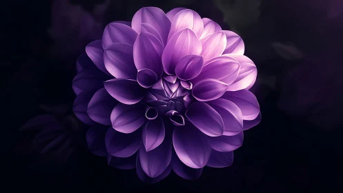 Luminous Purple Dahlia Blooms Against Darkness