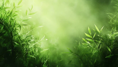 Diffuse green foliage rendered with layered atmospheric depth