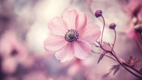 Pastel macro bloom with ethereal bokeh field rendering.