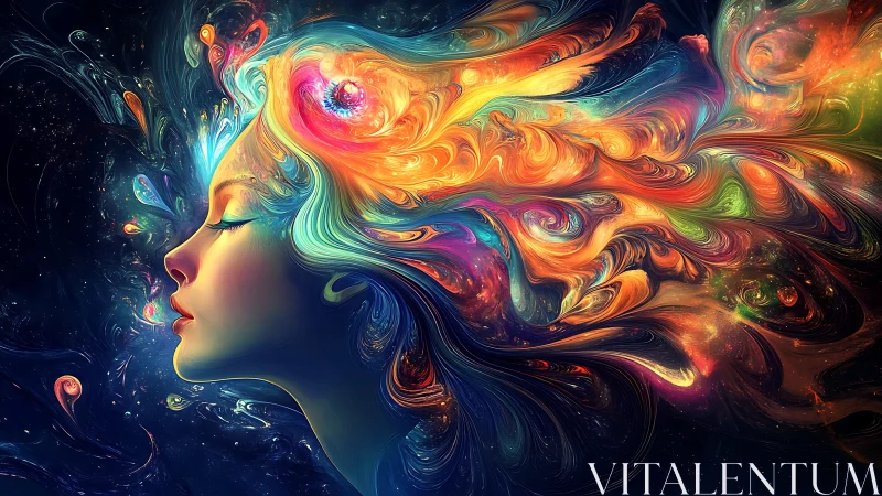 Dreamer in a swirling galaxy of vibrant inner colors.