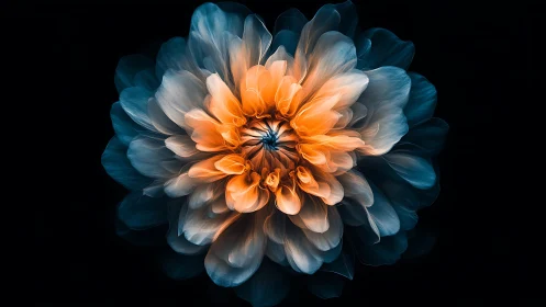 Luminous Flower in Motion: A Dance of Orange and Teal.