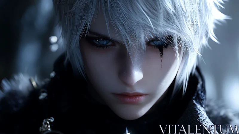 Silver-haired oracle stares through frostbitten twilight. Period.