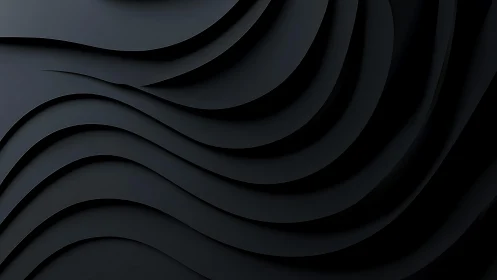 Elegant black abstract waves with layered 3D effect design.