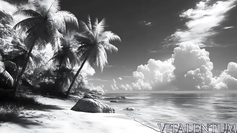 Tropical Beach Paradise with Palm Trees