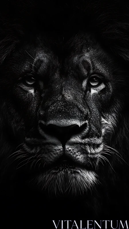 Midnight monarch lion face carved from shadows and light.