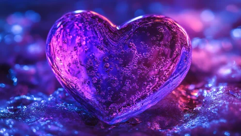 Luminescent Heart Frozen in Neon Glow.