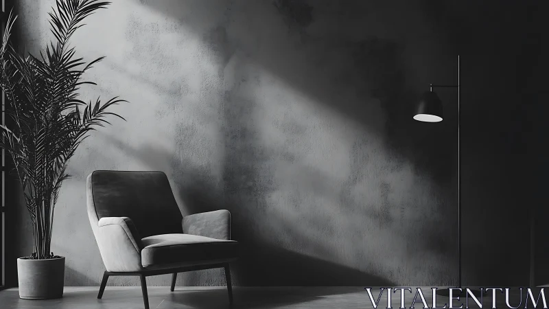 Cozy monochrome reading corner washed in gentle daylight.