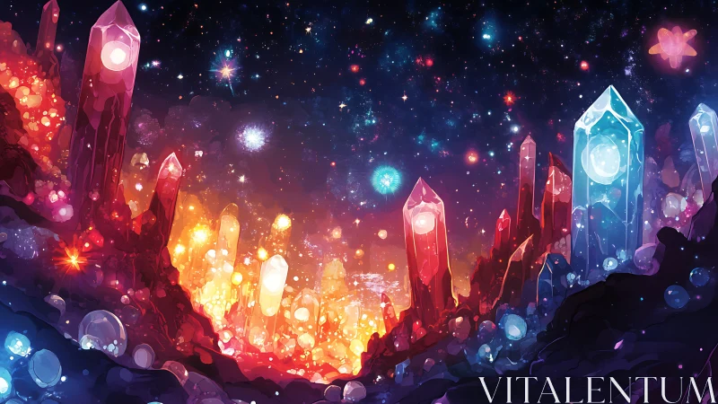 Celestial crystal canyon under radiant nebula gradients.