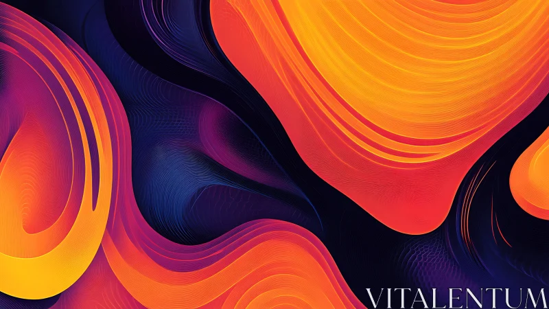 Glowing waves of orange and purple in cozy abstract curves.