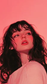 Chromatic portrait study in saturated coral luminance fields.