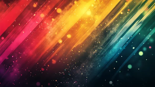 Radiant diagonal spectrum with drifting digital particles.