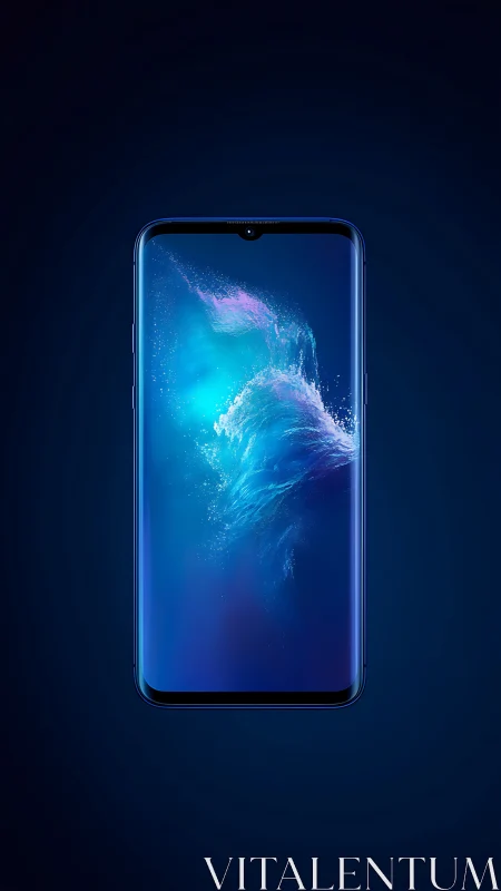 Modern Smartphone Display with Luminous Particle Wave.