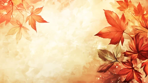 Autumn maple leaves on beige textured abstract background.